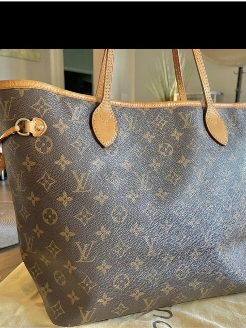 Louis Vuitton Monogram Canvas Tote in Brown with Tan Trim